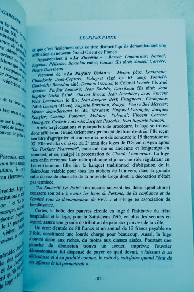 Freemasonry in Lot-et-Garonne, 1759-1940