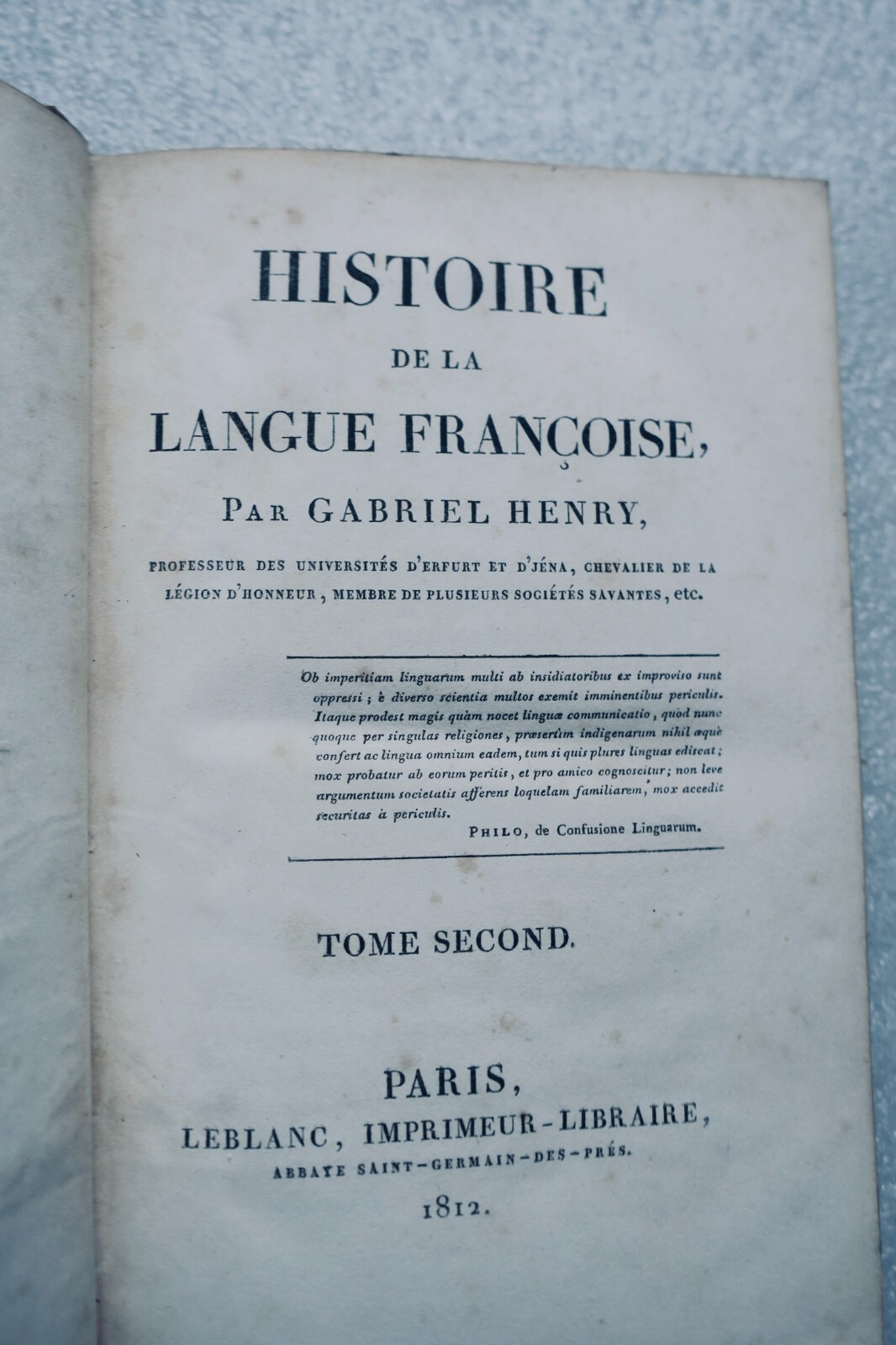 Geschichte der französischen Sprache<span class="lla-card-orig-wrap"><span class="lla-card-orig">❦ Français Henry Histoire de La Langue Francoise 1812</span></span> - La Librairie Antique