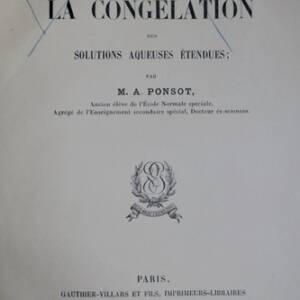 froid RECHERCHES SUR LA CONGELATION DES SOLUTIONS AQUEUSES ETENDUES