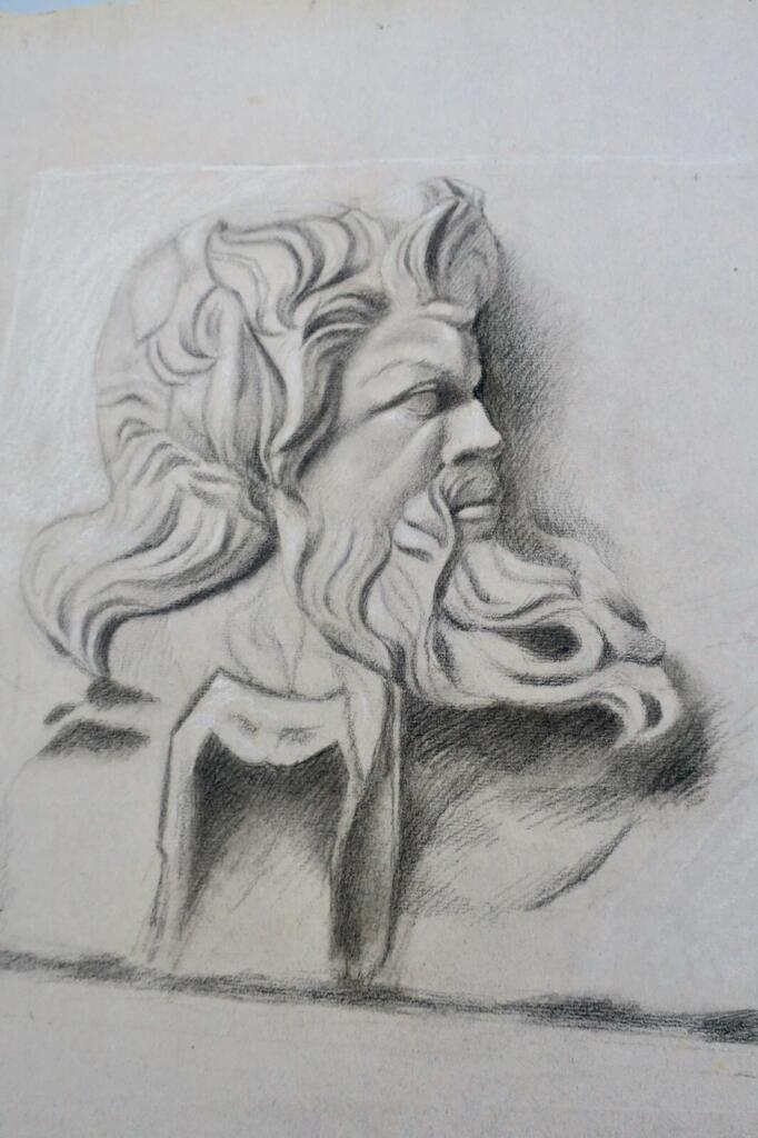 Original charcoal pastel drawing