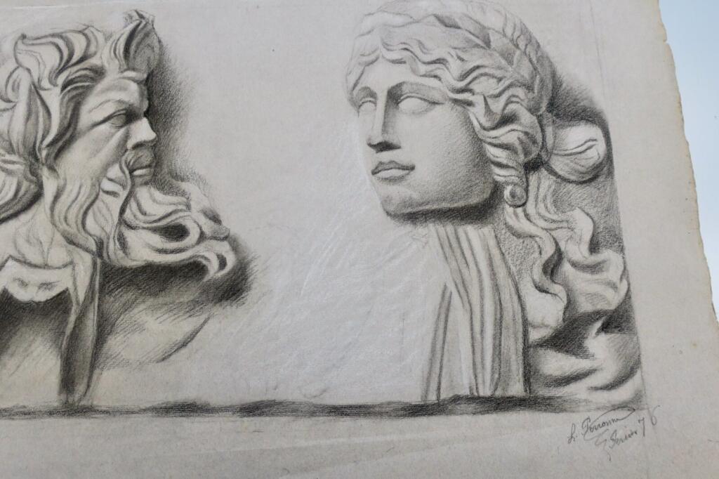 Original charcoal pastel drawing