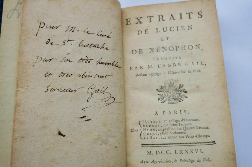 Gail extraits de Lucien et de Xénophon 1786 + dédiace