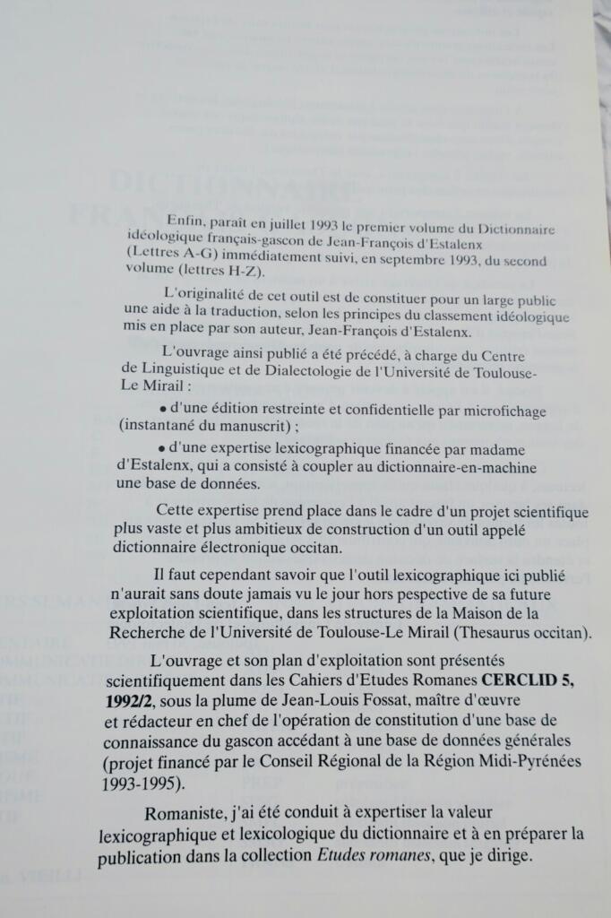 French-Gascon lexical reference, concept-based organization