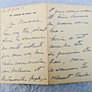 Général Weygand lettre autographe manuscrite & signée