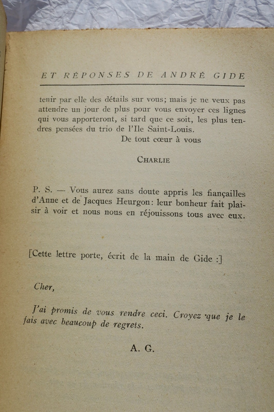 Correspondence between Du Bos and Gide - Image 4