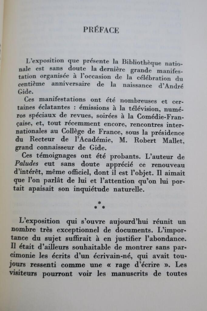 Ausstellungskatalog zum Centenary von Gide