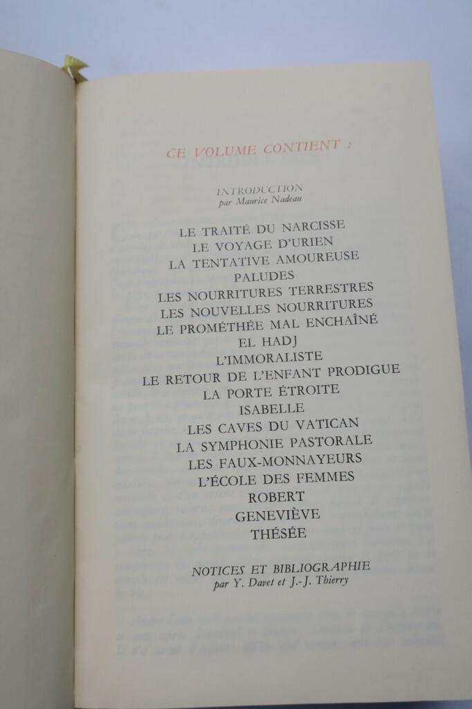 GIDE ROMANS. RECITS ET SOTIES. OEUVRES LYRIQUES. GALLIMARD pléiade