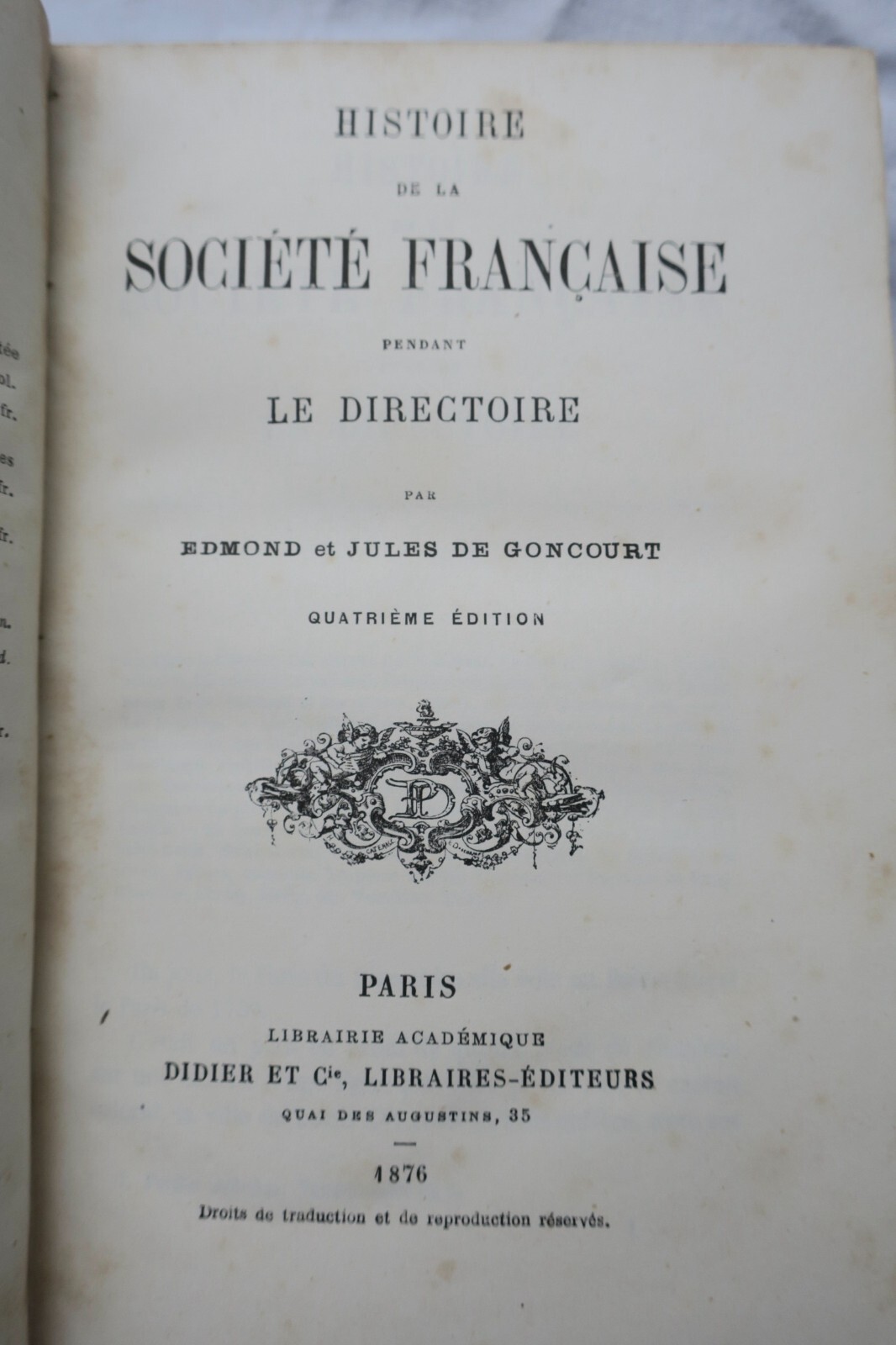 ディレクトワール期のフランス社会の歴史<span class="lla-card-orig-wrap"><span class="lla-card-orig">❦ GONCOURT EDMOND & JULES HISTOIRE DE LA SOCIETE FRANCAISE PENDANT LE DIRECTOIRE</span></span> - La Librairie Antique