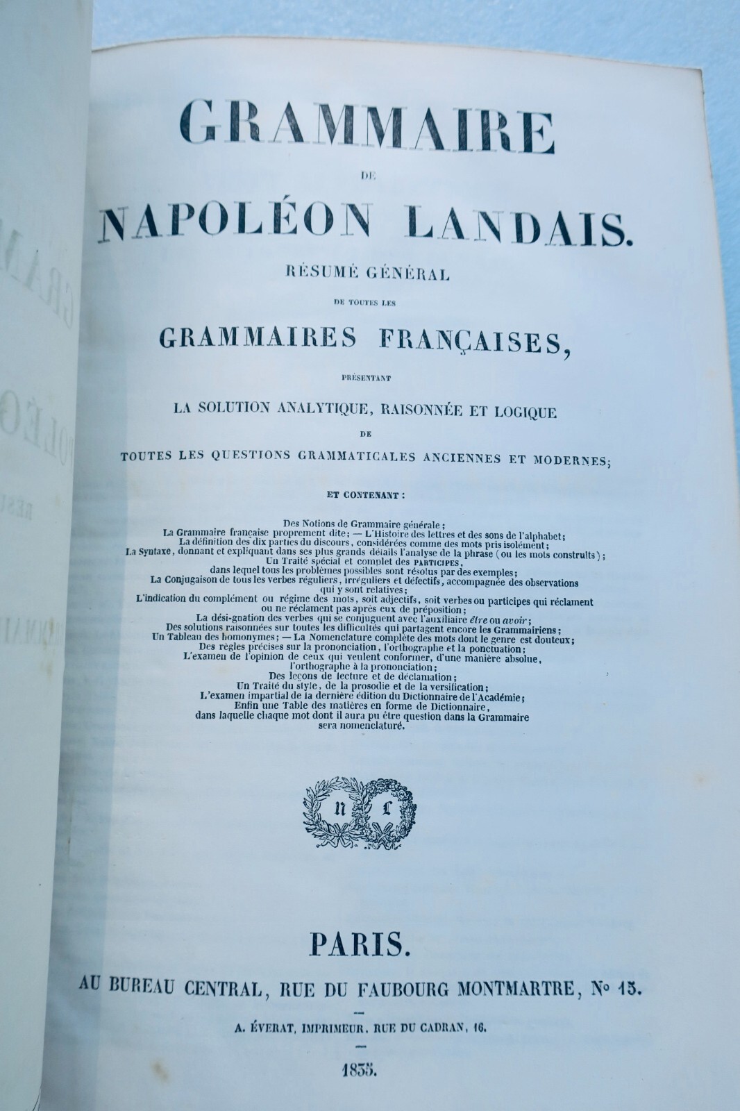 Grammaire Landais, Napoléon. Grammaire de Napoléon Landais. Résumé général..1835 – Image 2