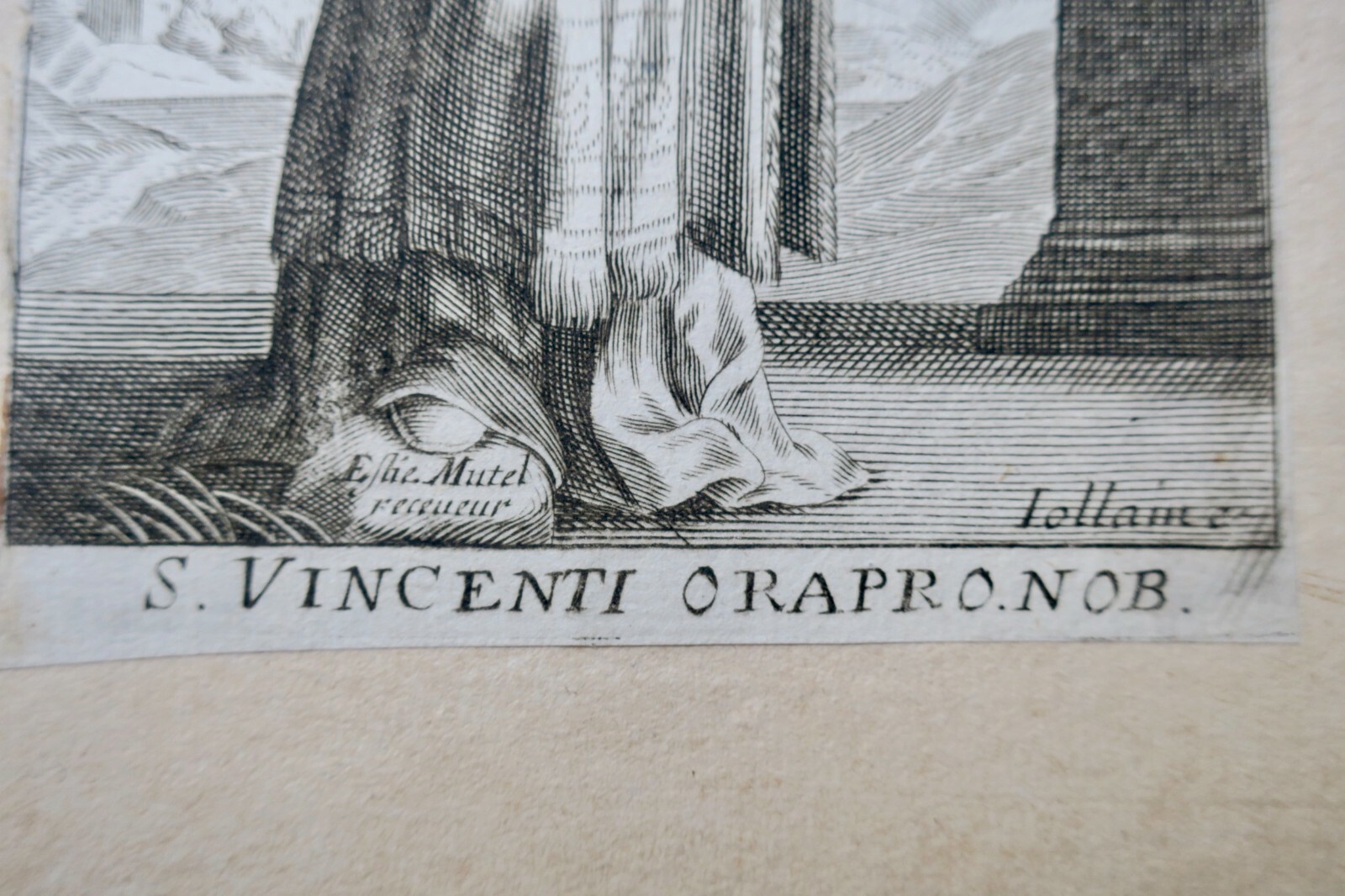 17th Century Pious Engraving<span class="lla-card-orig-wrap"><span class="lla-card-orig">❦ Gravure pieuse 17 ème 90 x 140 mm.</span></span> - La Librairie Antique