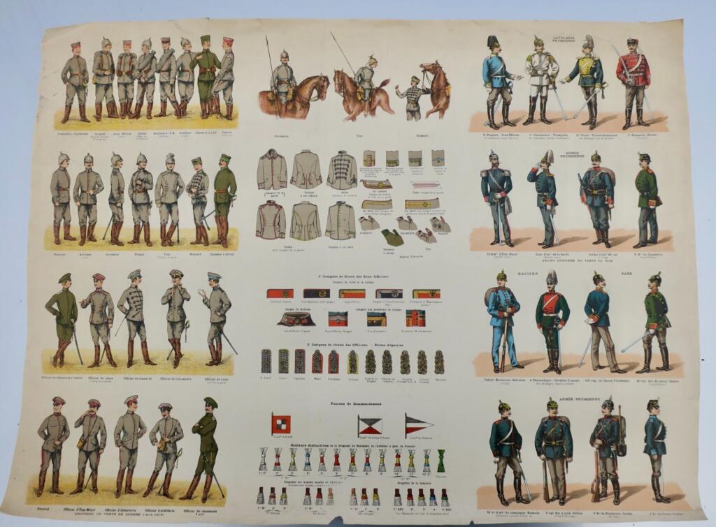 Gravure sur acier ARMEE ALLEMANDE vers 1915 61 x 46 cm