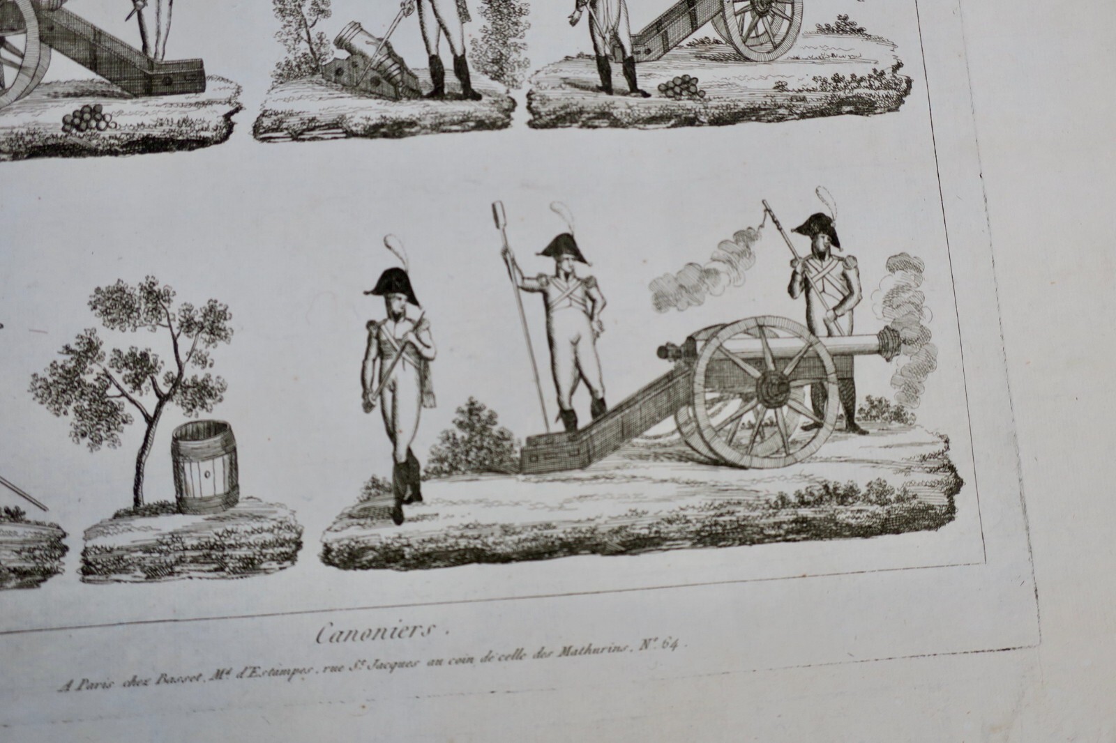 Gravure sur acier CANNONIERS 40 x 25 cm - La Librairie Antique