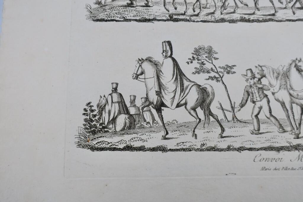 Military convoy engraving