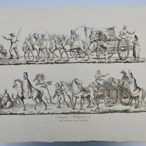 gravure sur acier, convoi militaire 44 x 26,5 cm