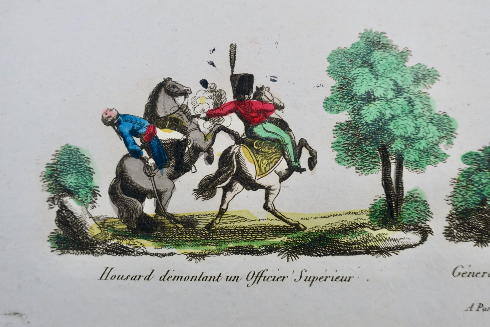 Gravure sur acier rehaussée en couleurs 42,5 x 26 cm – Image 5