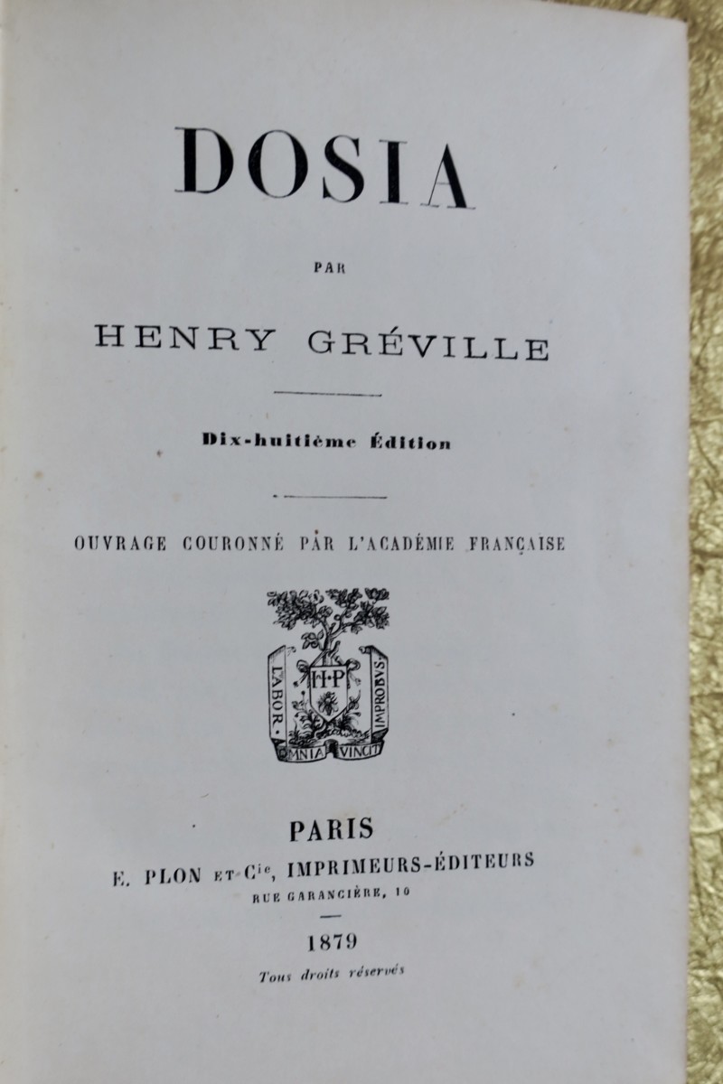 GREVILLE HENRY DOSIA 1879 - La Librairie Antique
