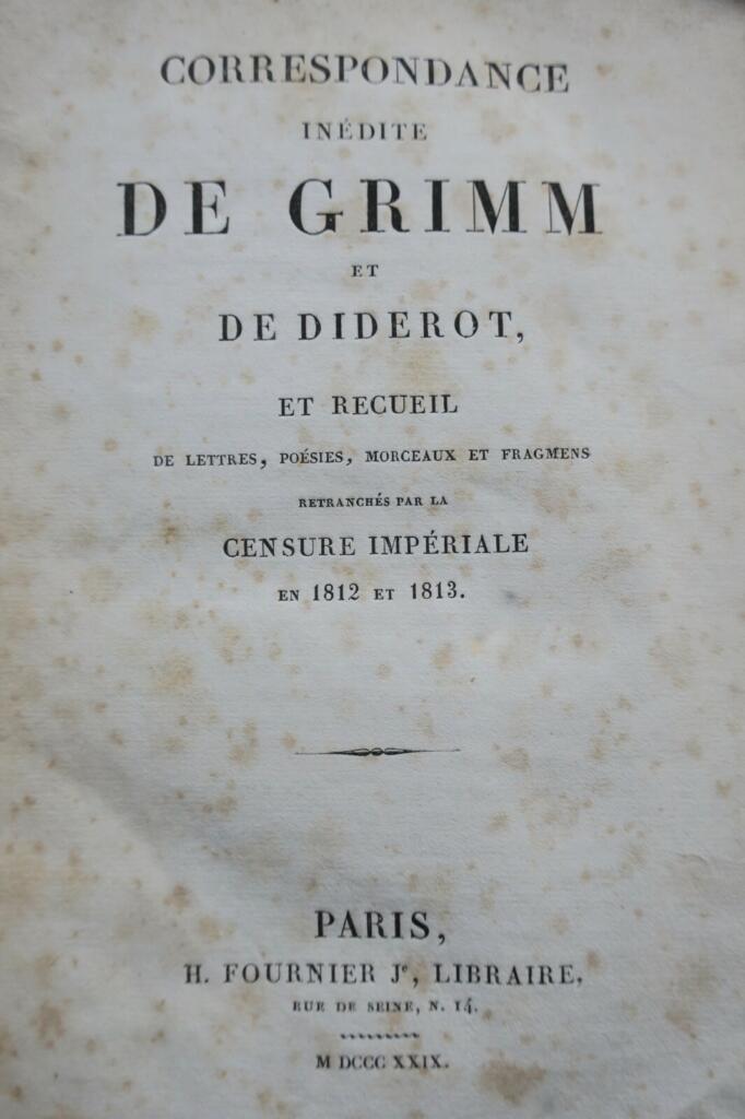 Unpublished letters between Grimm and Diderot