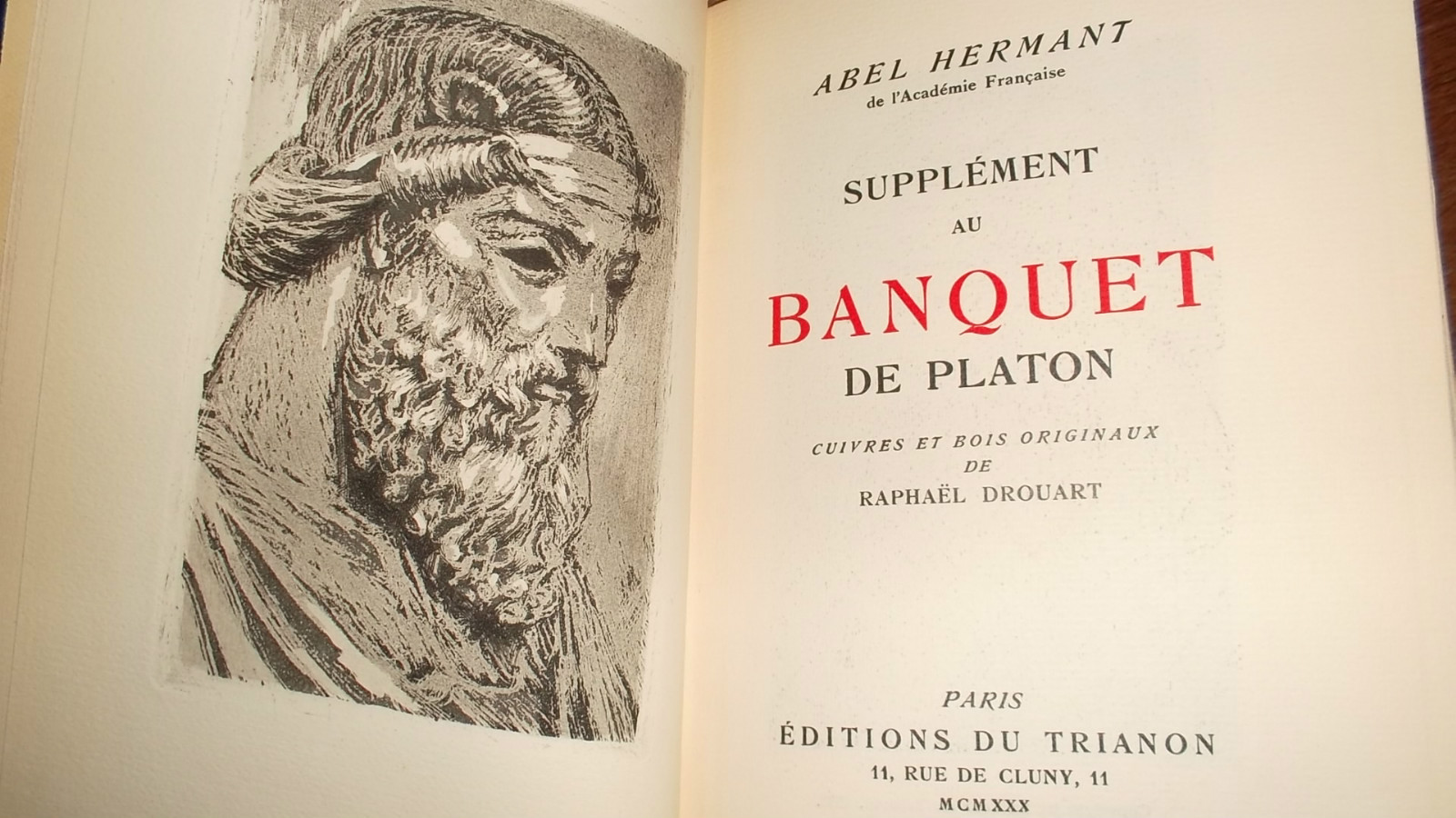 HERMANT (Abel) Supplément au Banquet de Platon cuivre et bois de Drouart
