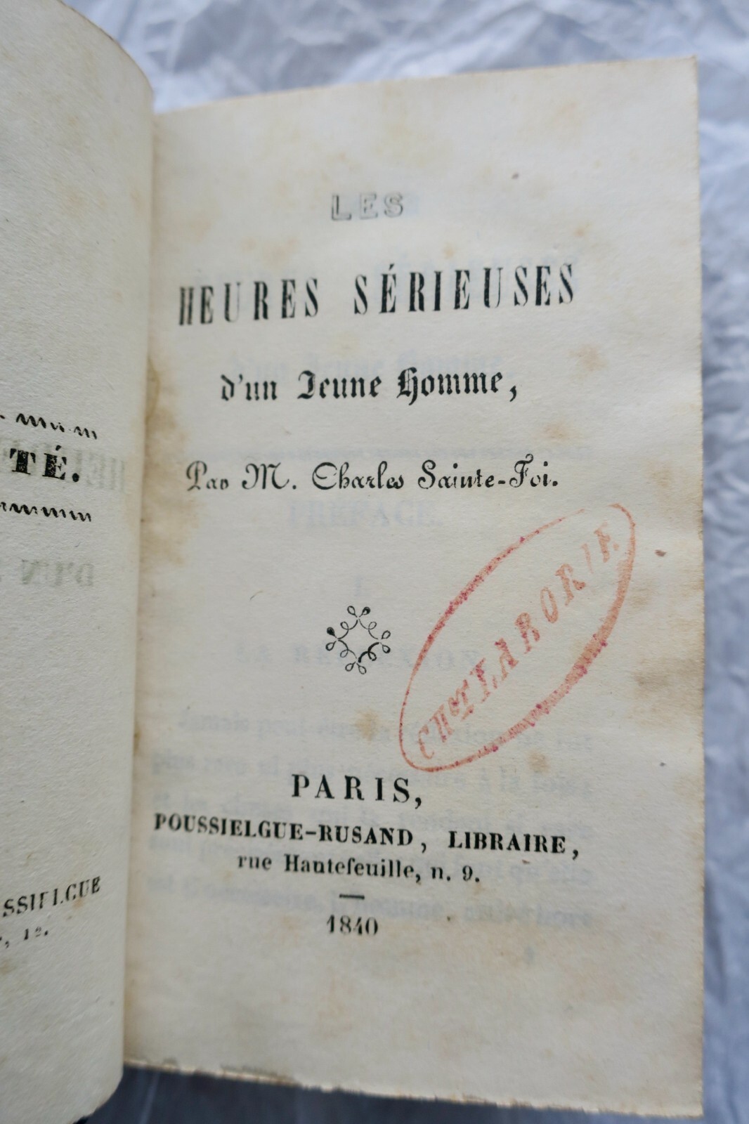 年轻人的思考<span class="lla-card-orig-wrap"><span class="lla-card-orig">❦ HEURES SERIEUSES D’UN JEUNE HOMME 1840 mini</span></span> - La Librairie Antique