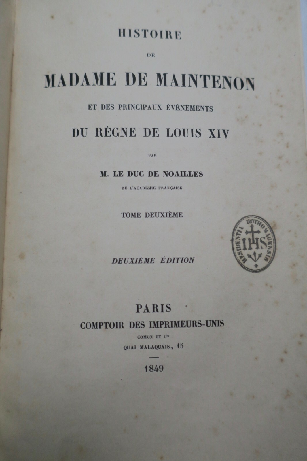 Leben von Madame de Maintenon<span class="lla-card-orig-wrap"><span class="lla-card-orig">❦ Histoire de Madame de Maintenon et des principaux évènements du règne de Louis X</span></span> - La Librairie Antique