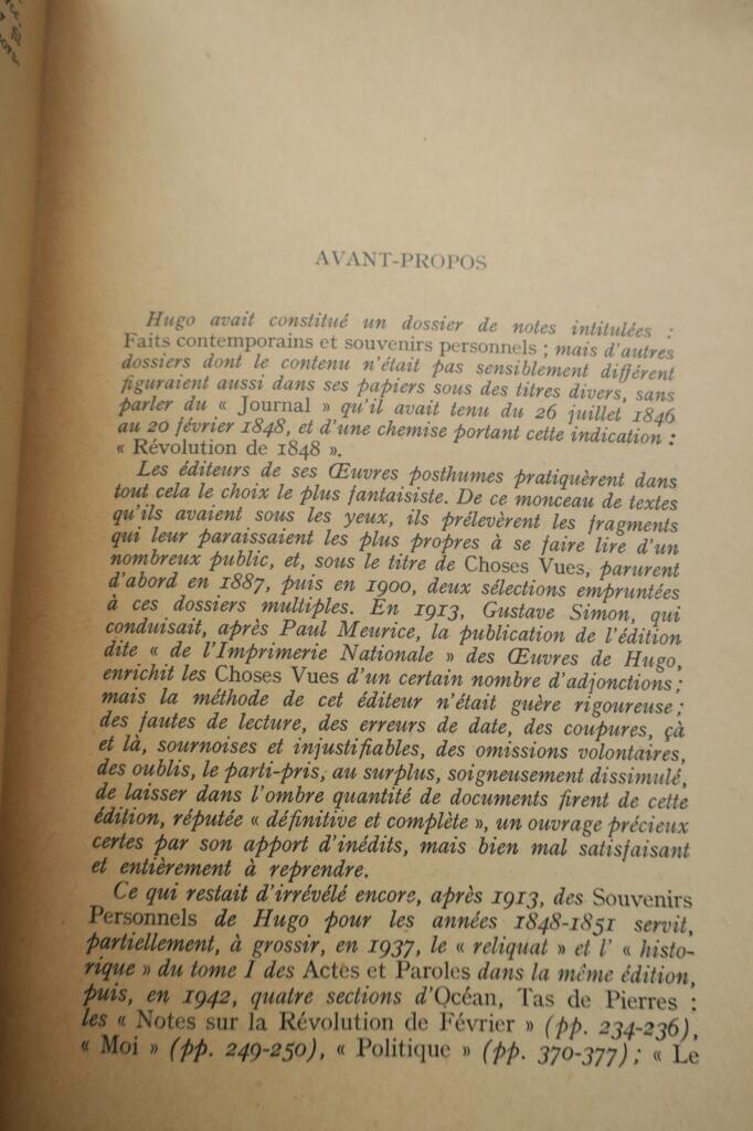 HUGO SOUVENIRS PERSONNELS 1848-1851 SP