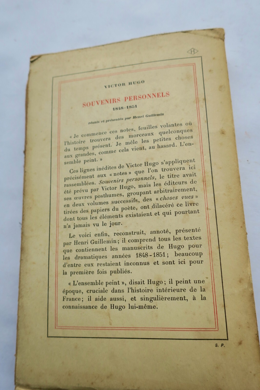 Persönliche Erinnerungen von Hugo<span class="lla-card-orig-wrap"><span class="lla-card-orig">❦ HUGO SOUVENIRS PERSONNELS 1848-1851 SP</span></span> - La Librairie Antique