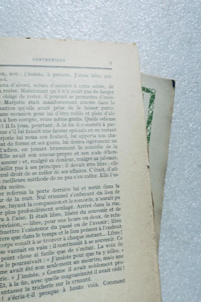 HUXLEY (Aldous) CONTREPOINT. Roman .Traduit de l’anglais par Jules Castier