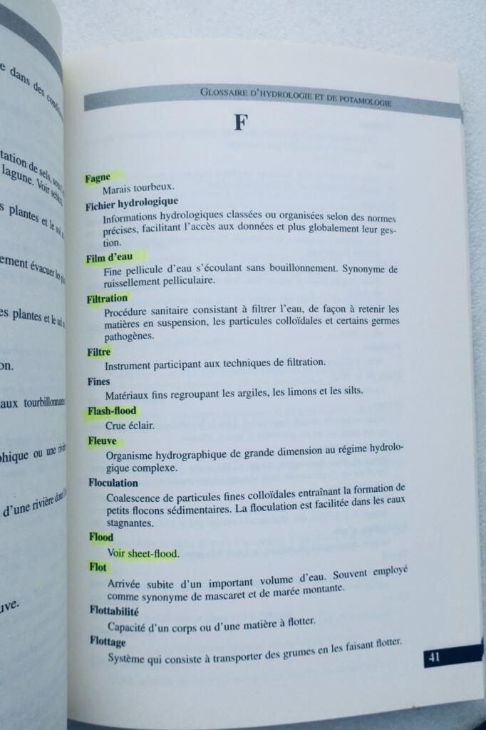 Glossar der Hydrologie und Potamologie