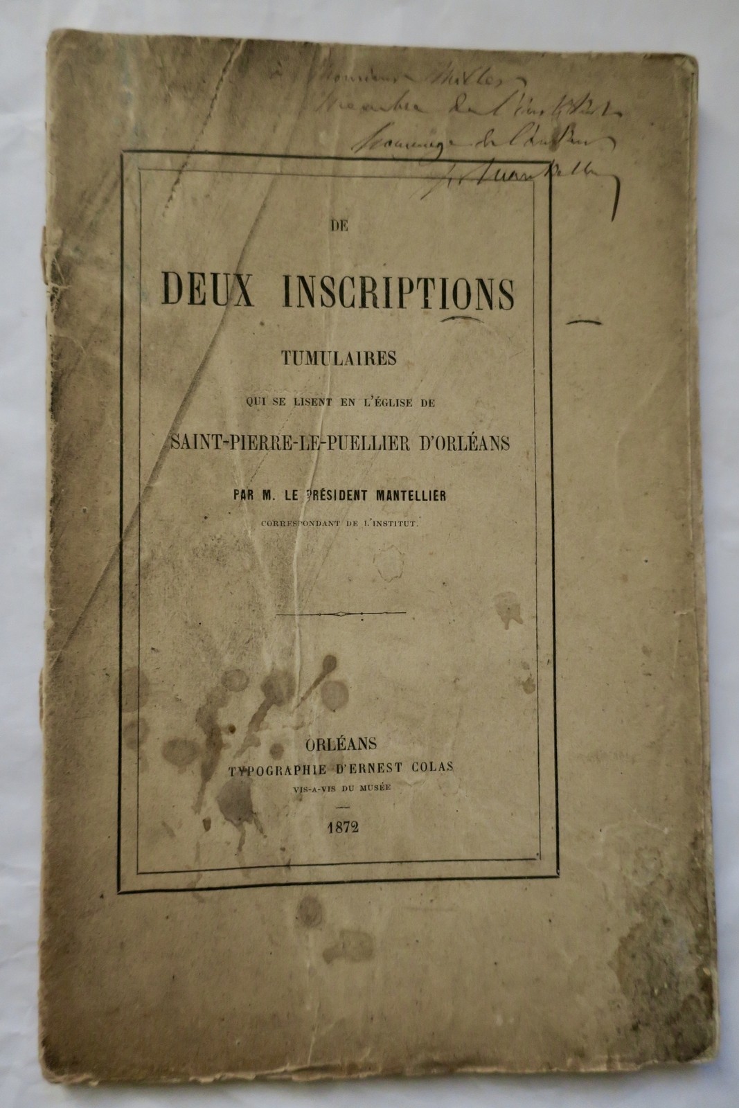inscriptions tumulaires qui se lisent en l'église de Saint-Pierre-Le-Puellier.. – Image 3