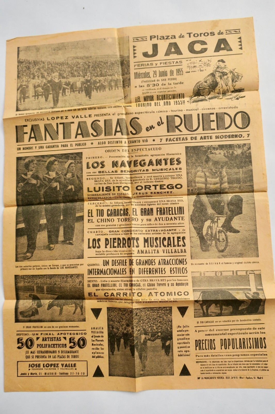 斗牛的原版海报<span class="lla-card-orig-wrap"><span class="lla-card-orig">❦ JACA Tauromachie CORRIDA 1955</span></span> - La Librairie Antique