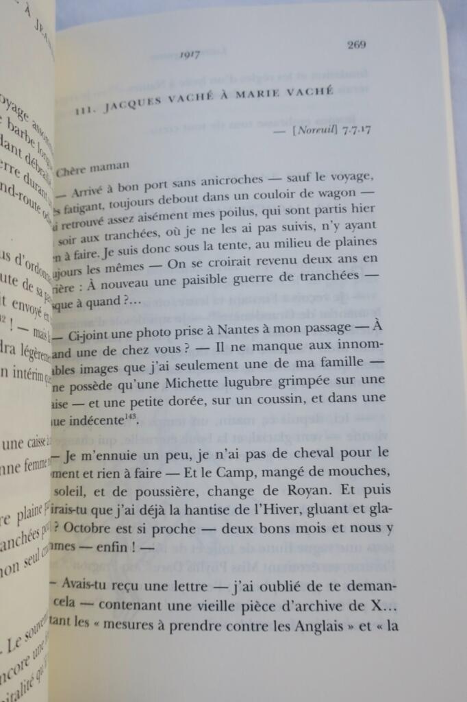 Kriegsschreiben von Jacques Vache