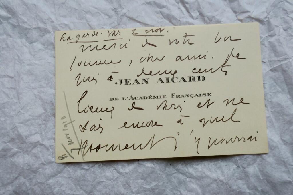 Autografierte Karte und Brief von Jean Aicard