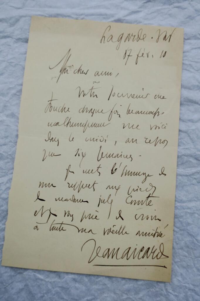 Autografierte Karte und Brief von Jean Aicard