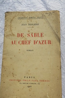 Jean Besliere De Sable Au Chef D'Azur Novel + Dedication