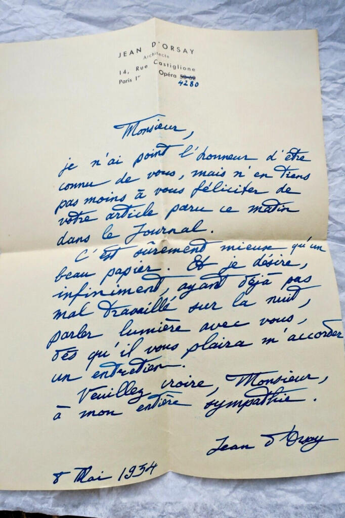 Jean d&rsquo;Orsay belle lettre autographe manuscrite