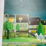 Original lithograph of white lampposts