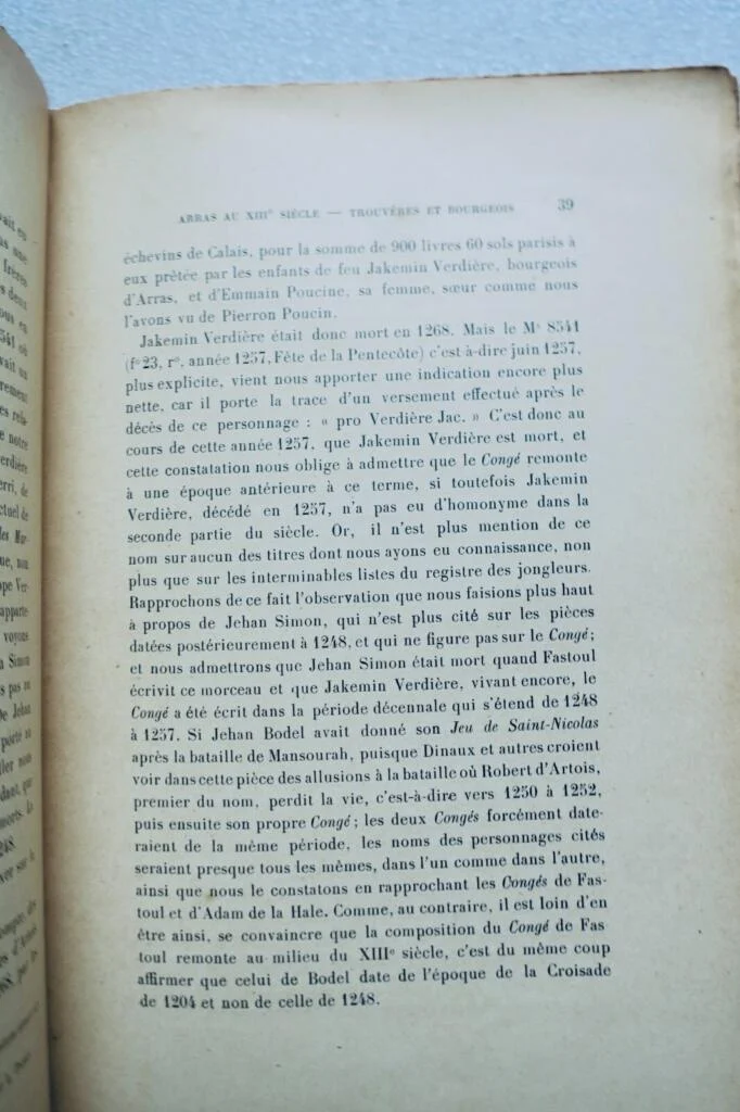 Jehan Bodel avec des commentaires sur le congé de Baude Fastoul 1909