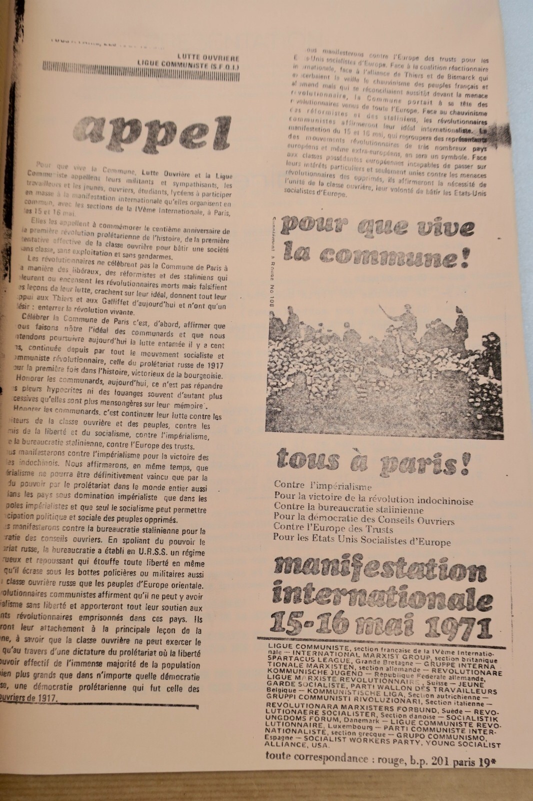 Junge Garde Nr. 1: Hundert Jahre der Kommune<span class="lla-card-orig-wrap"><span class="lla-card-orig">❦ Jeune garde n°1 1971 comité rouge et de la ligue communiste cent ans LA COMMUNE</span></span> - La Librairie Antique