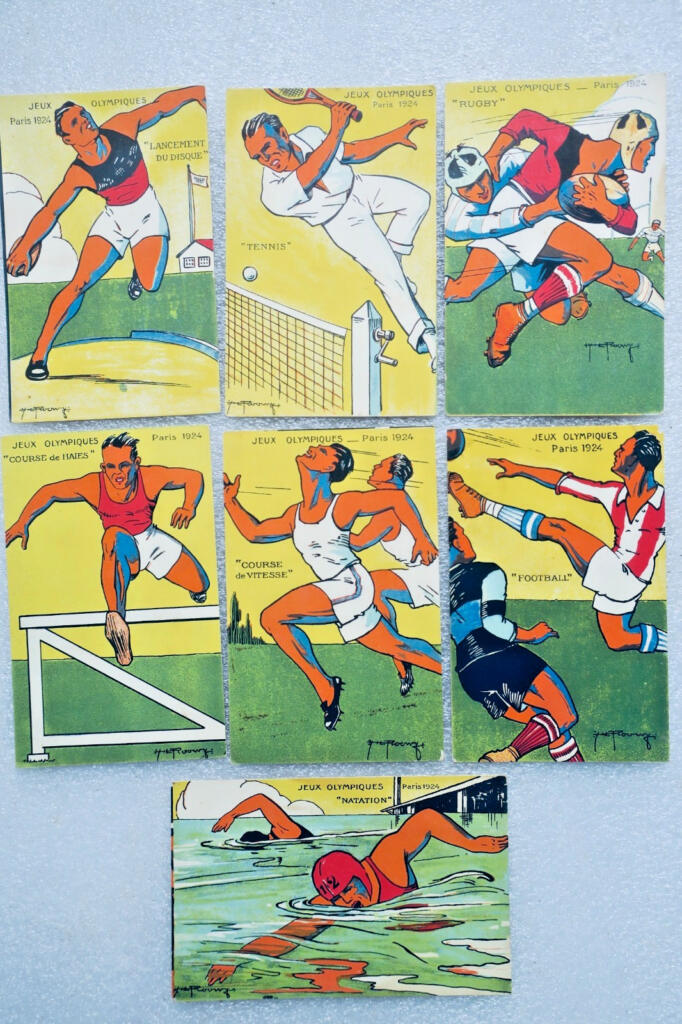 JO jeux olympiques Paris 1924 illustrateur ROOWY 7 CPA