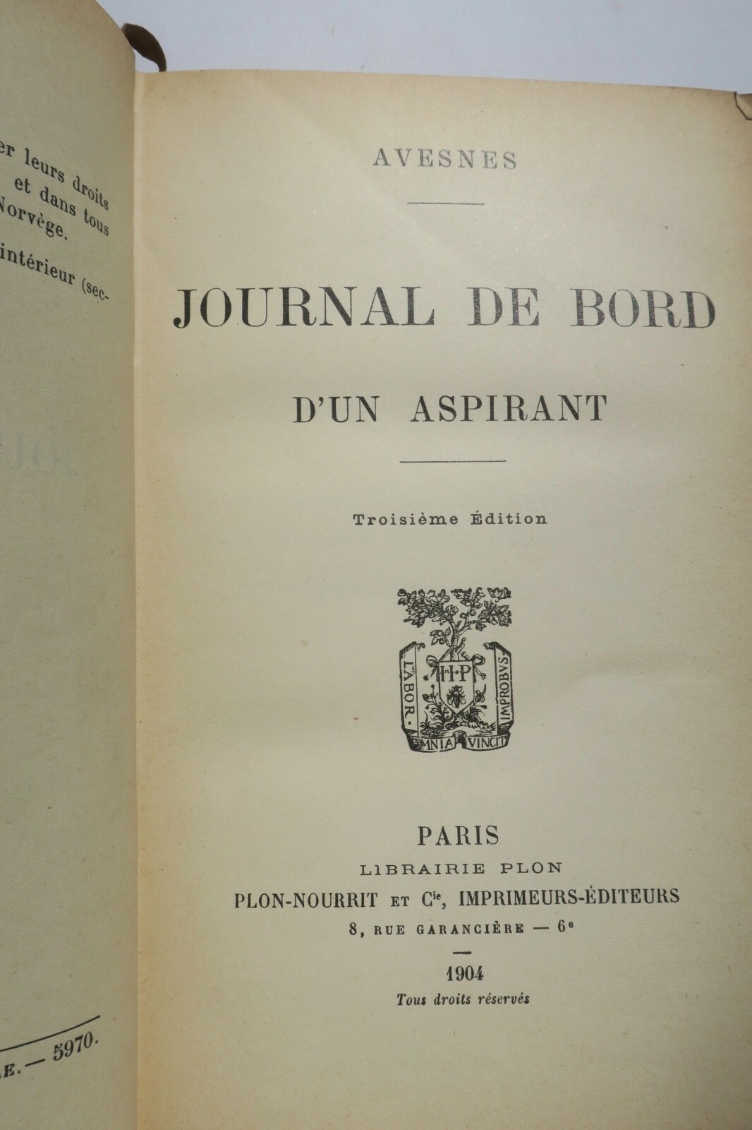 Tagebuch eines jungen Aspiranten<span class="lla-card-orig-wrap"><span class="lla-card-orig">❦ Journal de bord d’un aspirant 1904</span></span> - La Librairie Antique