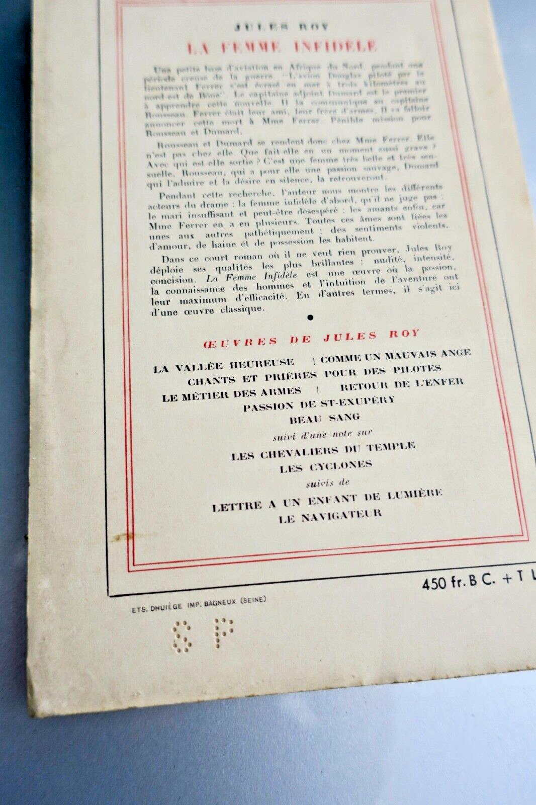 Jules ROY LA FEMME INFIDELE + dédicace - La Librairie Antique