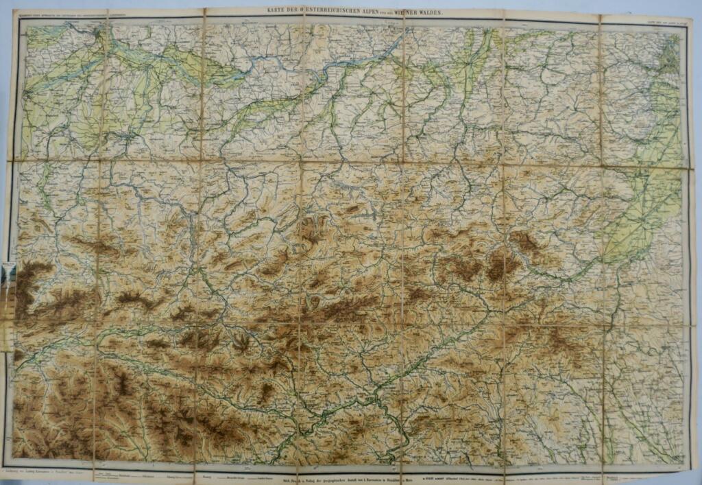 Karte der Alpen und des Wiener Waldes