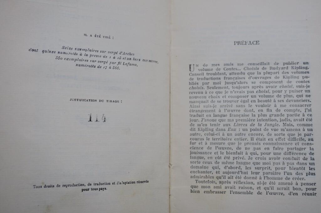 KIPLING (Rudyard) CONTES CHOISIS sur vergé