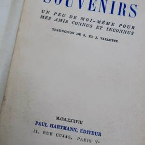 KIPLING RUDYARD SOUVENIRS - un peu de moi-même pour mes amis connus et inconnus.