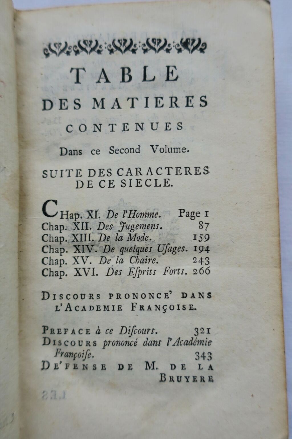 LA BRUYERE LES CARACTÈRE 1739