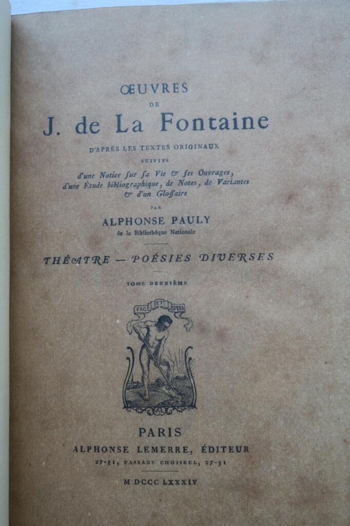 LA FONTAINE Oeuvres Lemerre Théâtre ré-imposé