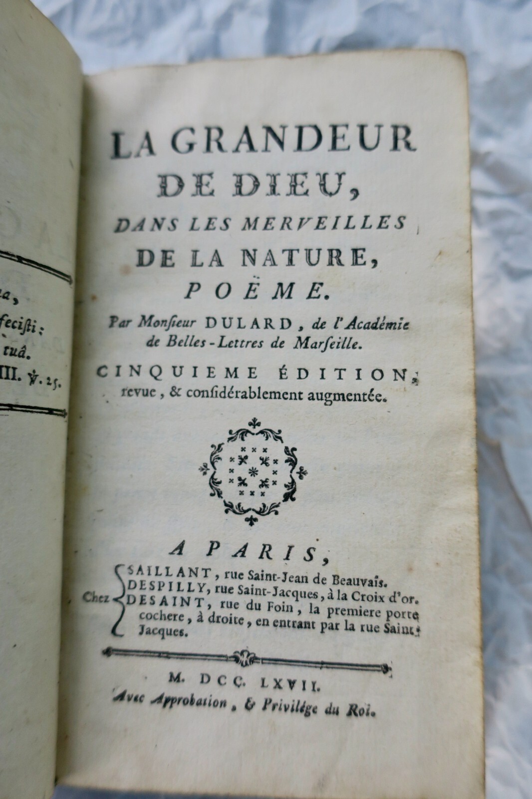 Divine Grandeur in Nature's Wonders<span class="lla-card-orig-wrap"><span class="lla-card-orig">❦ La grandeur de Dieu dans les merveilles de la nature 1757</span></span> - La Librairie Antique
