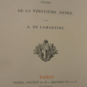 Lamartine Raphael. Pages de la vingtième année. ex sur Whatman