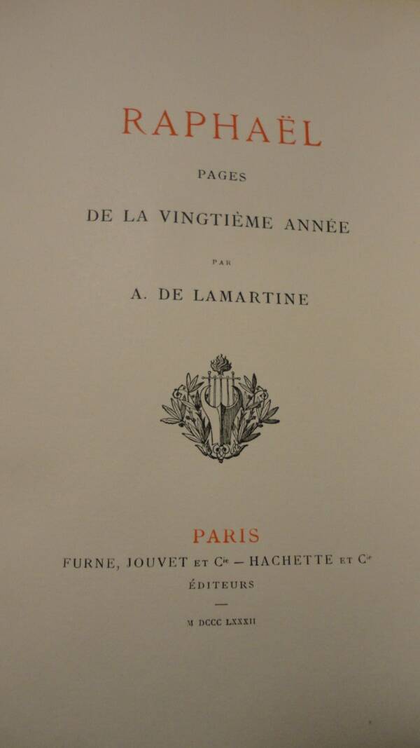 Lamartine Raphael. Pages de la vingtième année. ex sur Whatman
