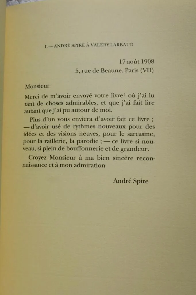 LARBAUD (Valery) & SPIRE (André). Correspondance